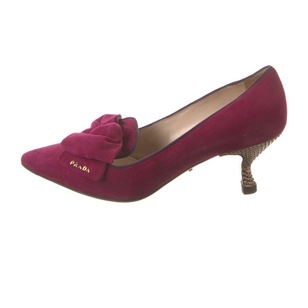 Prada Women's Deep Red Heels with Bow